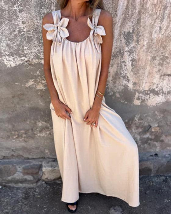 Sleeveless Solid Color Fashionable Long Dress