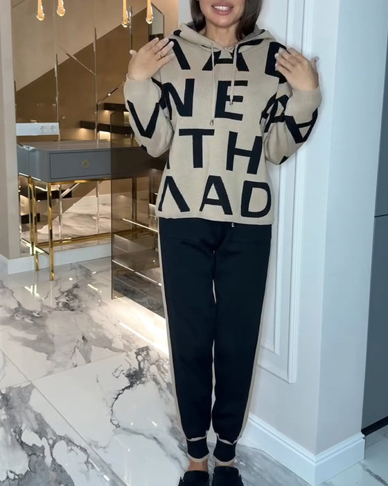 Hooded Letter Fashion Two-Piece Set