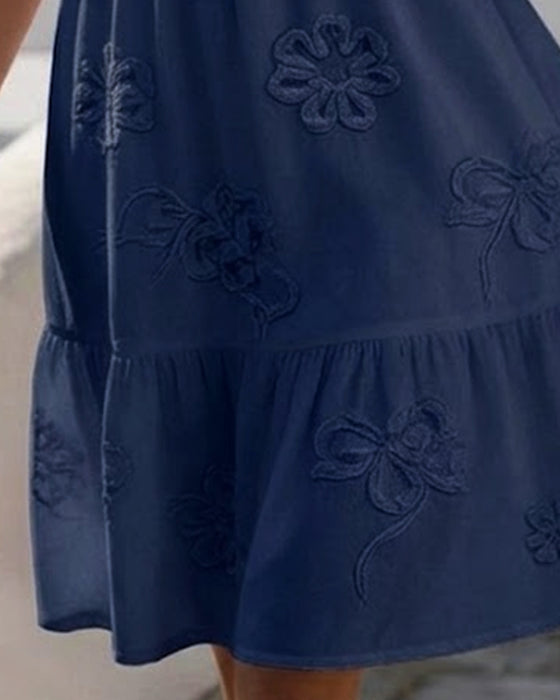Puff Short Sleeve Floral Dress