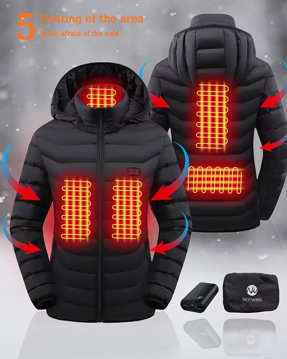 Smart Heating Hooded Cotton Coat