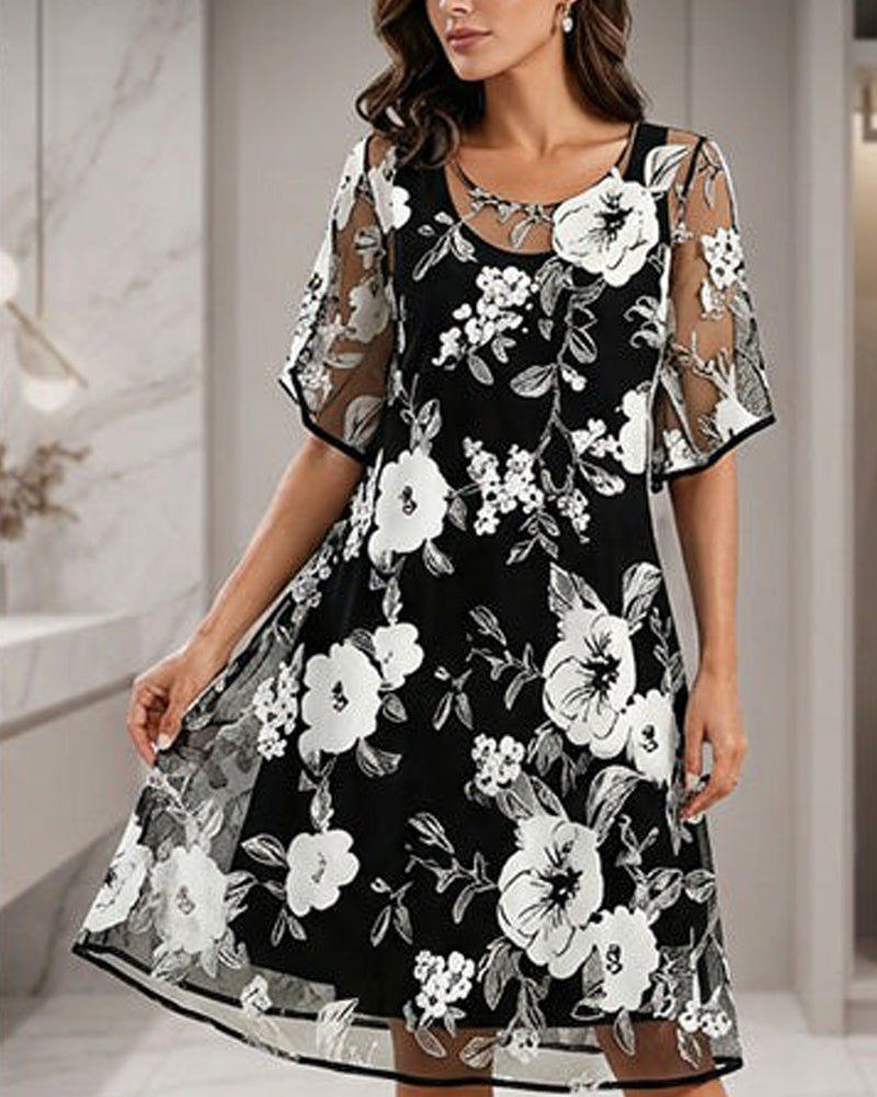 Round Neck Floral Dress