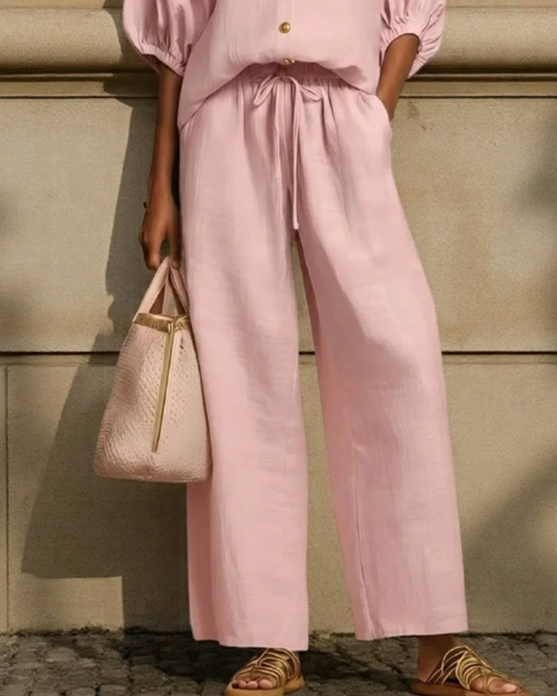 Peter Pan Collar Lantern Sleeve Set