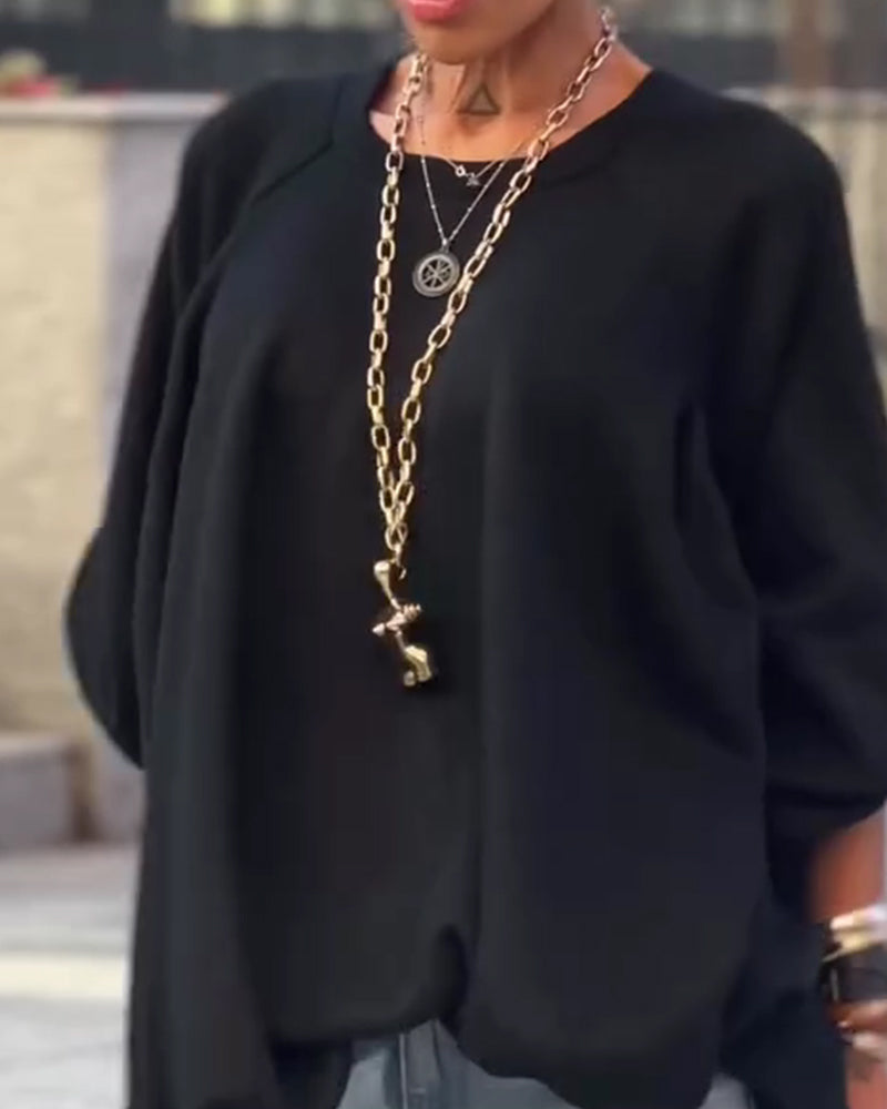 Solid Color Loose Irregular Top