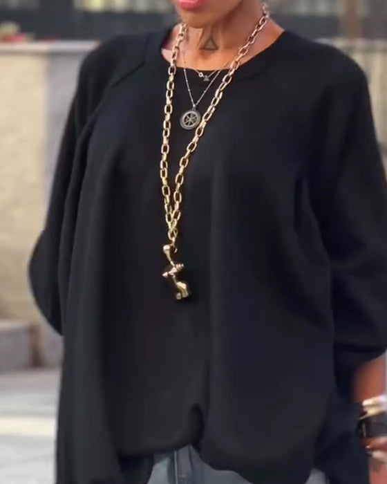 Solid Color Loose Irregular Sweatshirts