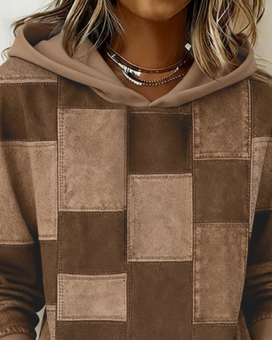 Stylish Plaid Long-Sleeved Hoodie