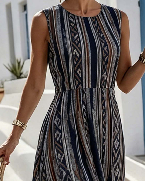 Round Neck Sleeveless Midi Dress