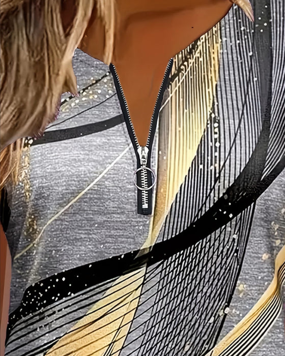 Zipper Digital Print T-Shirt
