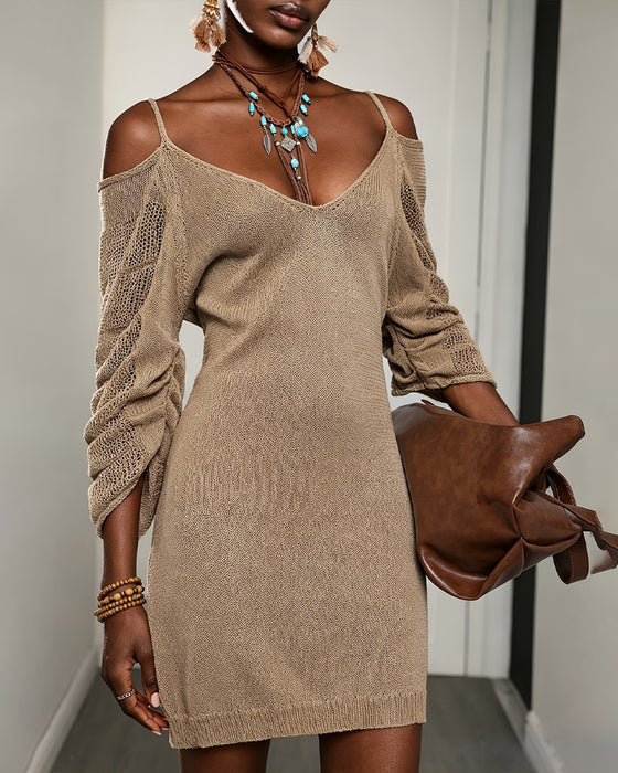 Camisole Off-Shoulder Knit Sweater Dress