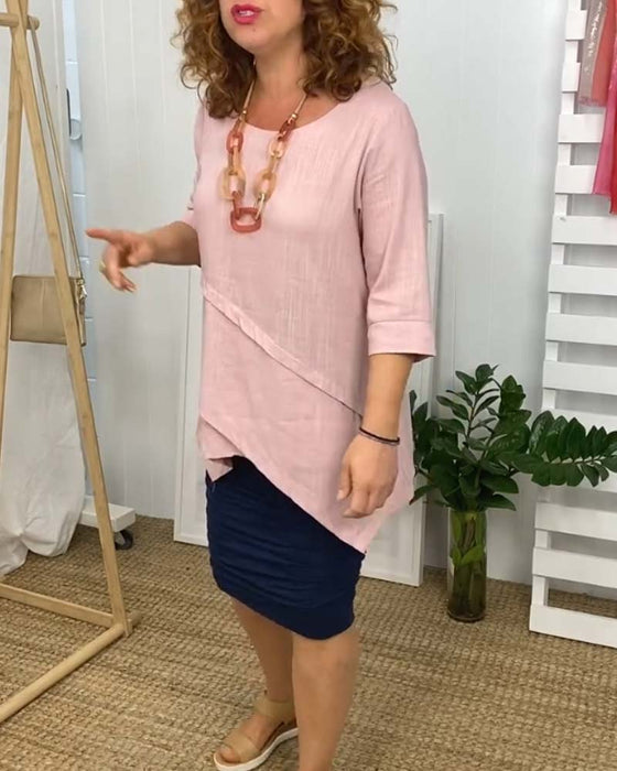 Irregular patchwork round neck comfortable top