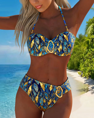Halter Print Casual Bikini