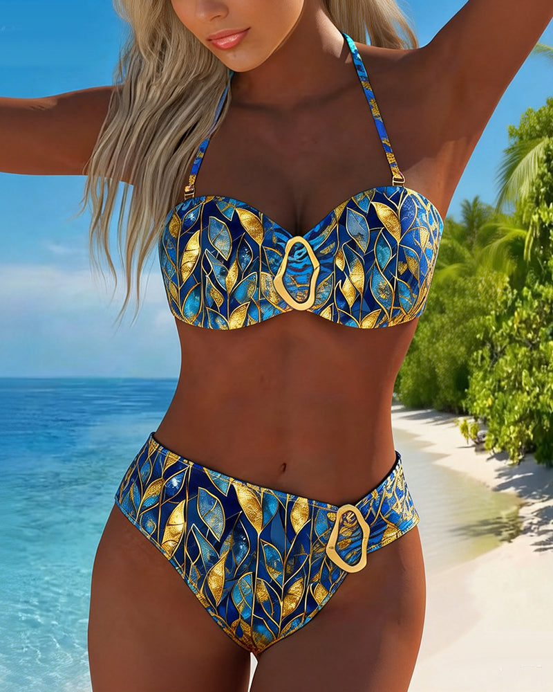 Halter Print Casual Bikini