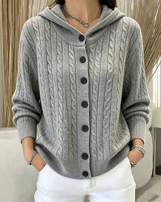 Hooded Open Front Knit Cardigan