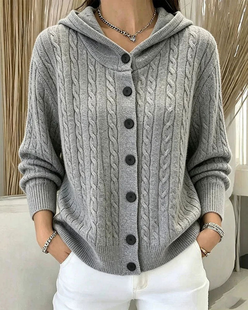 Hooded Open Front Knit Cardigan