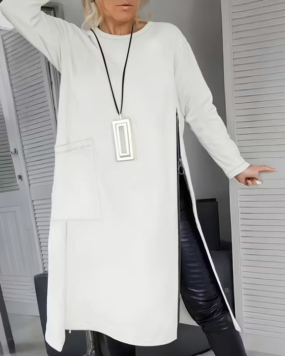 Stylish Large Pocket Zipper Design Dress