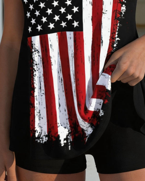 Flag Casual Two-Piece Tankini
