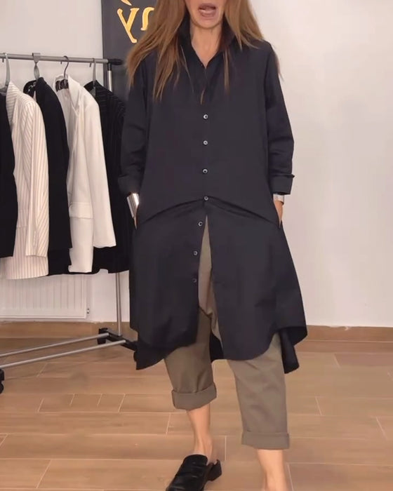 Lapel irregular button loose shirt