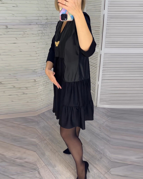 Patchwork V-neck Dress