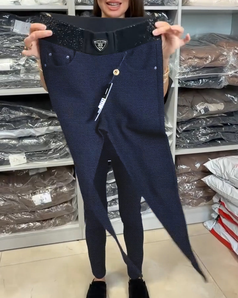 Stylish Solid Color Stretch Pants