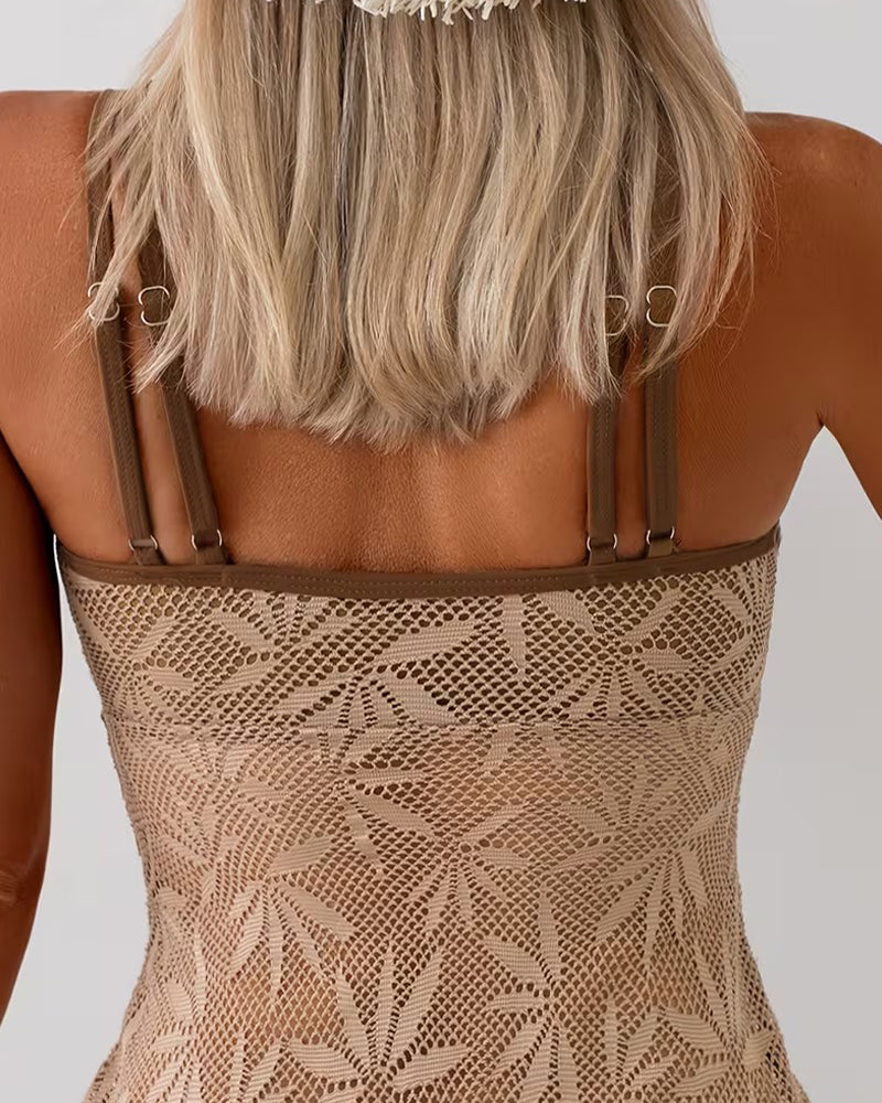 Spaghetti Strap Mesh Tankini