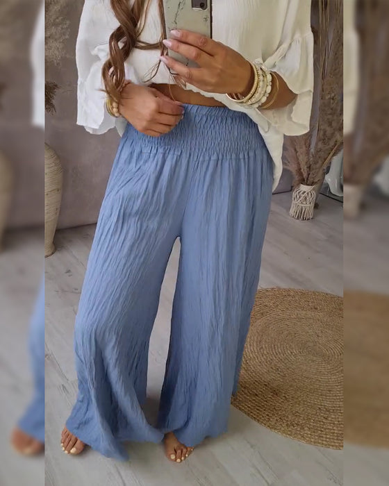 Pleated Relaxed Straight Leg Pants