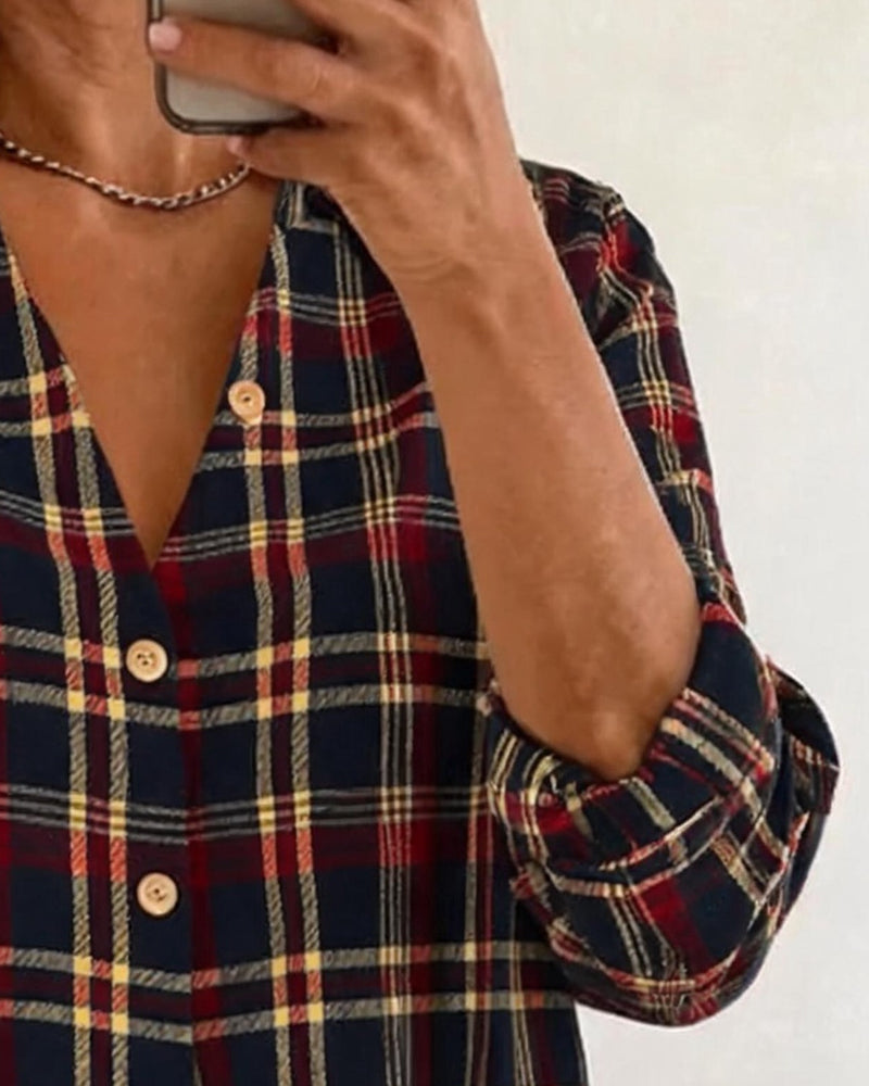 Vintage Plaid Long Sleeve Shirt