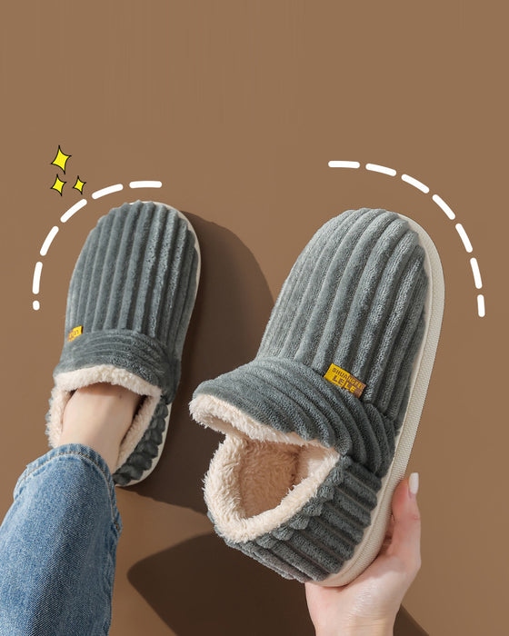 Home warm solid color flat shoes