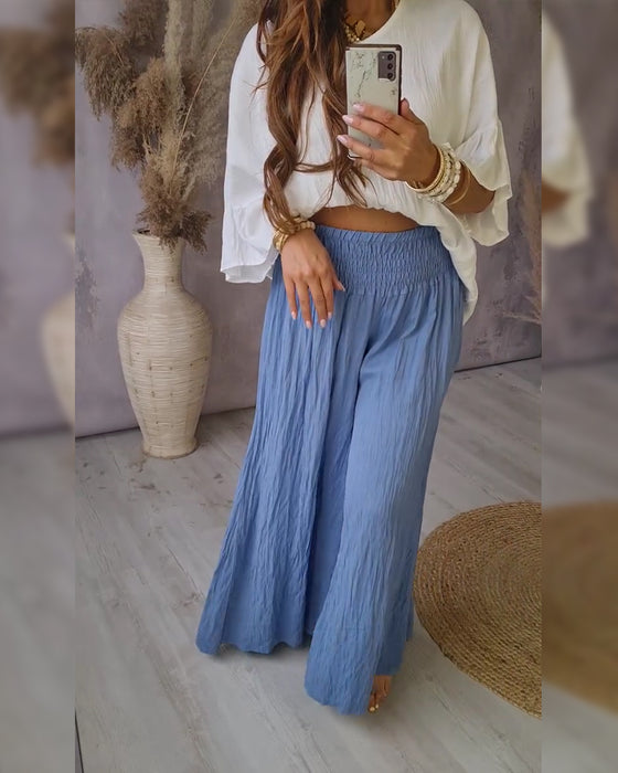 Pleated Relaxed Straight Leg Pants