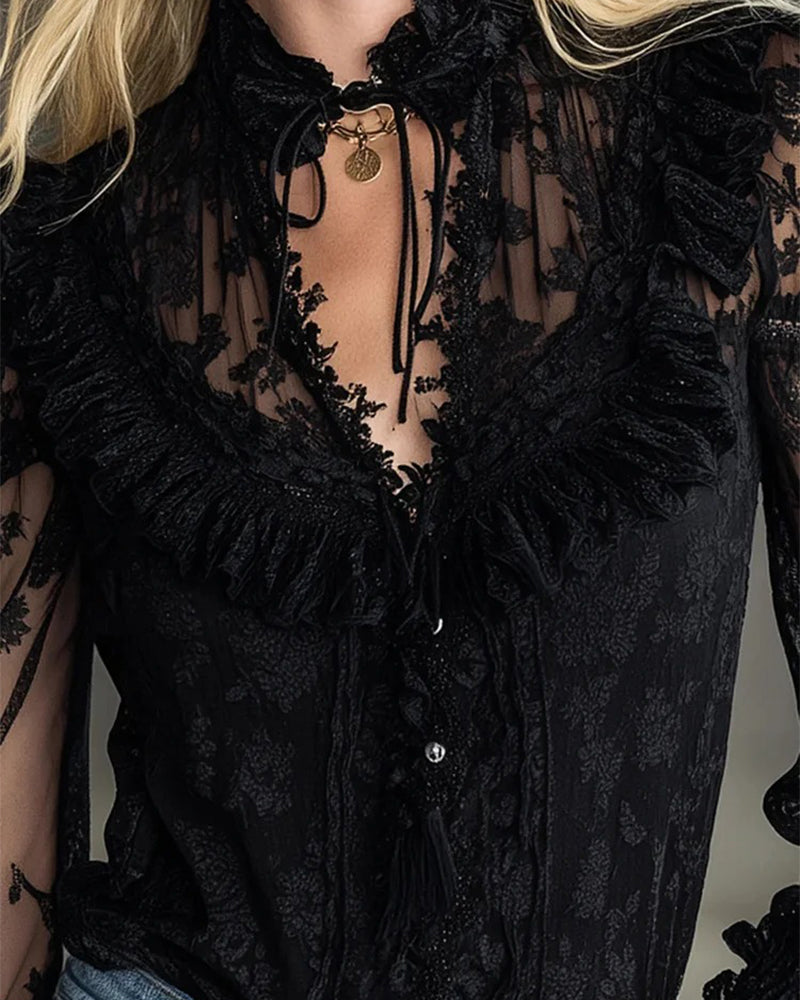 Solid Color Puff Sleeve Fashion Shirt