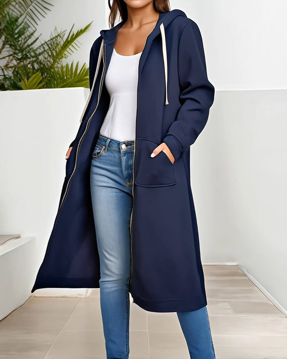 Hooded Zip-Up Sweatshirt Coat