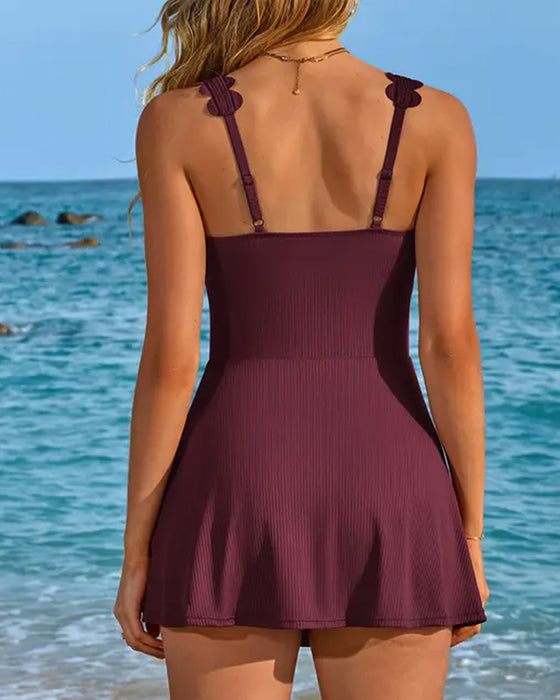 Scallop Edge Tie One Piece Swimsuit