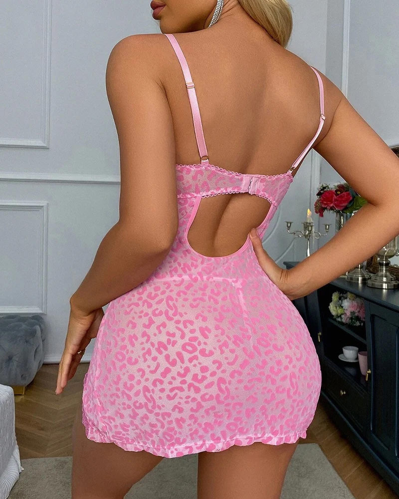 See-Through Mesh Tight Suspender Dress