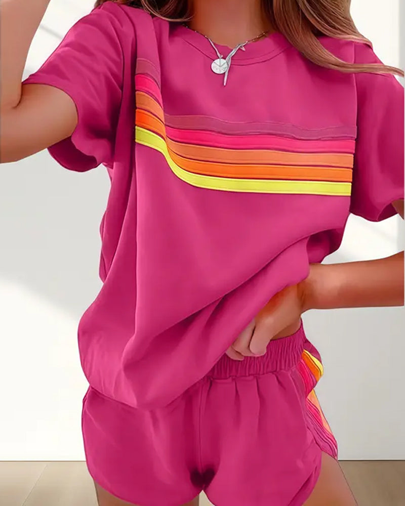 Casual Striped Two-Piece Set