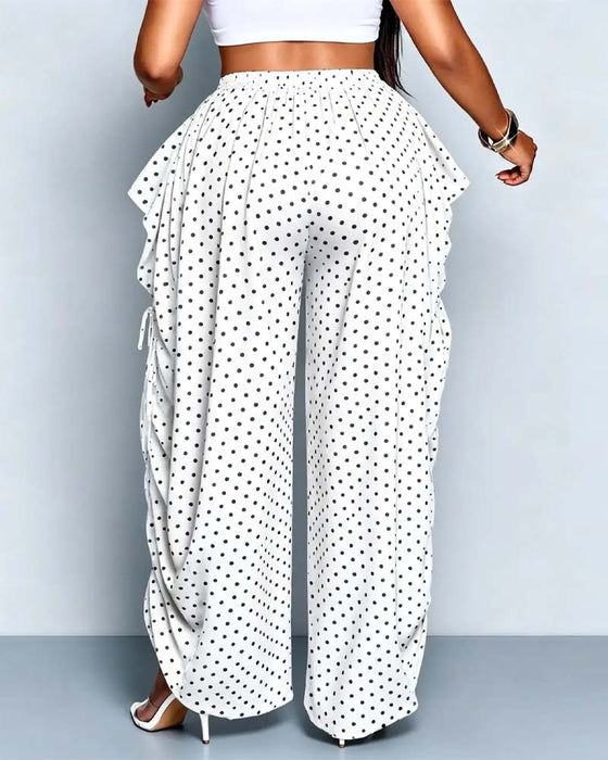 Small Polka Dot Wide Leg Lounge Pants