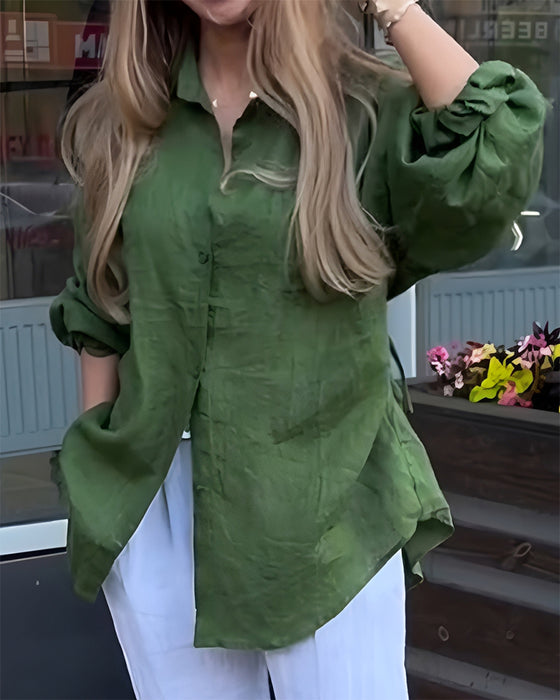 Elastic Waist Lantern Sleeve Blouse