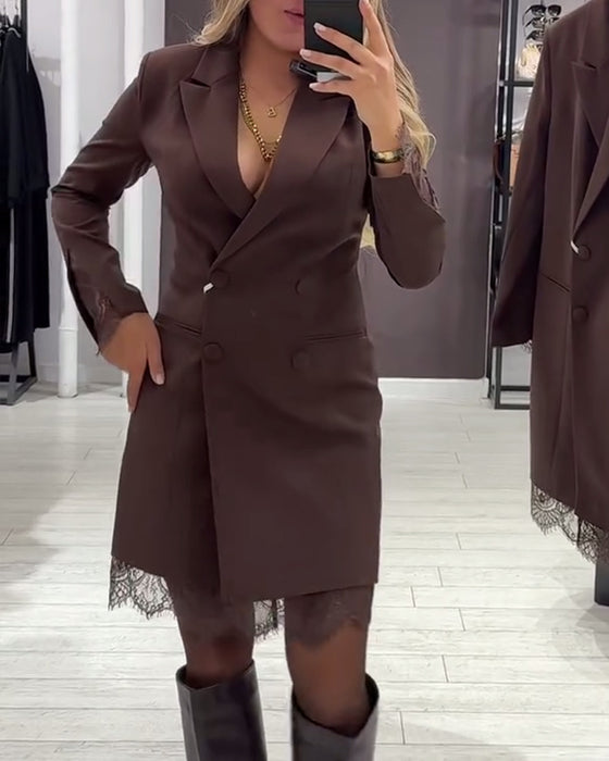 V-Neck Spliced Work Dress