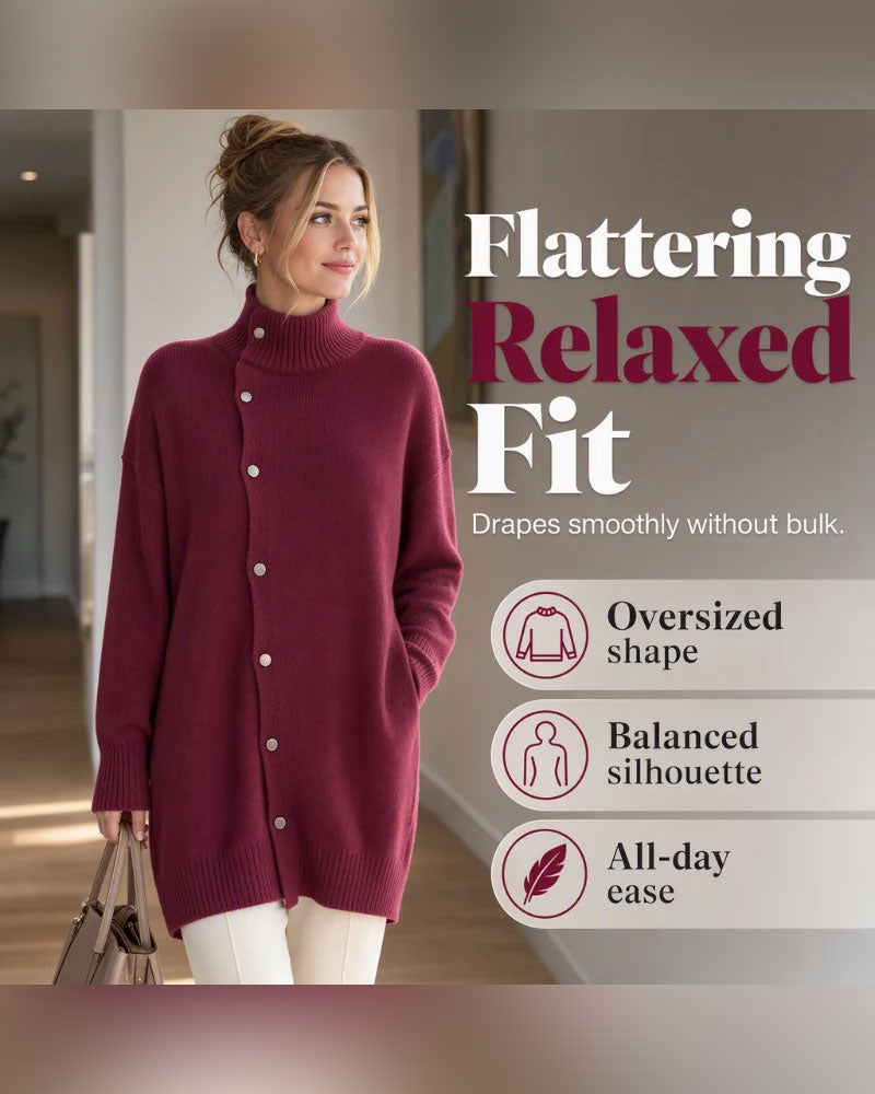 Turtleneck Single Breasted Cardigan