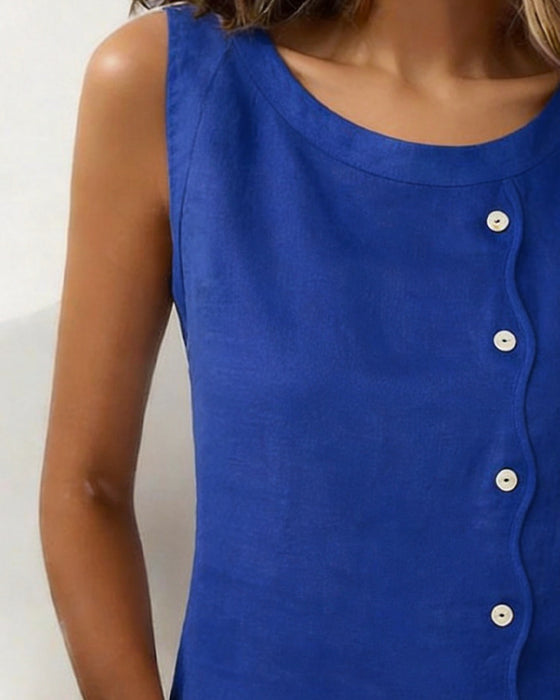 Sleeveless Side Button Tank Tops