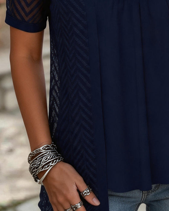 Herringbone Fake Two-Piece Blouse