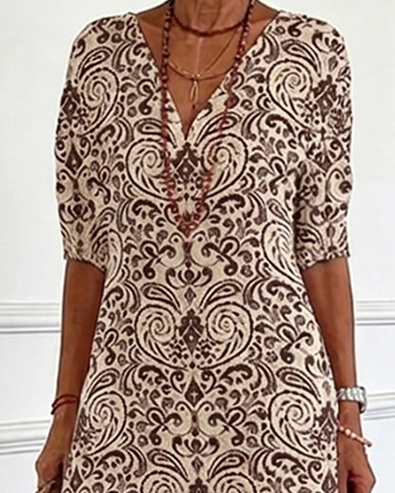 Vintage Floral V-Neck Maxi Dress