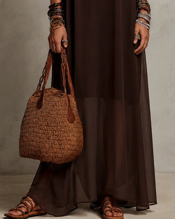Halter High Neck Sheer Long Dress