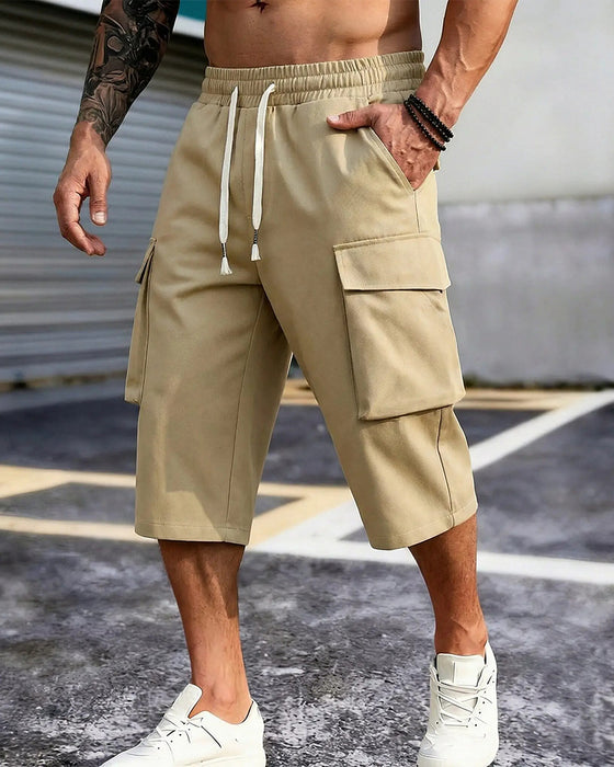 Elastic Waist Drawstring Pocket Men's Pants