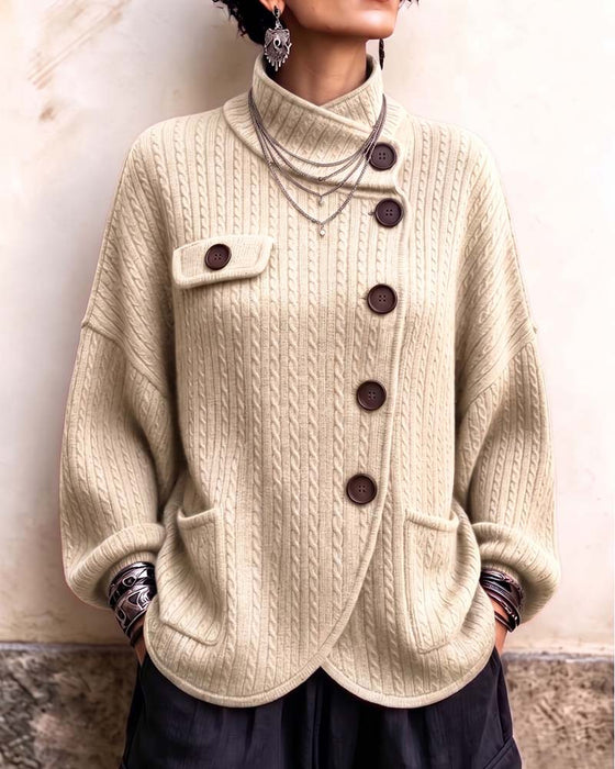 Single-Breasted Slit Hem Coat