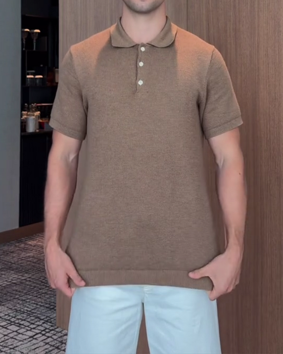 Men's Loose-Fit Casual Polo-Collar T-Shirt