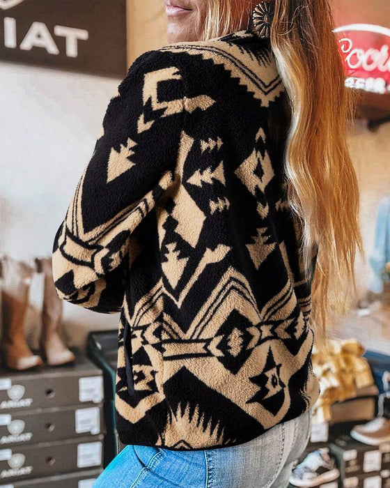 Button-Down Pocket Retro Sweatshirt