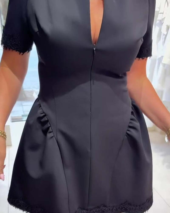 V-Neck Short-Sleeved Dress