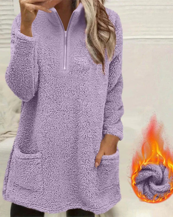 Solid Color Stand Collar Sweatshirt