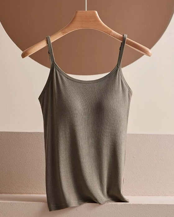 Ribbed Built-in Bra Cami Top