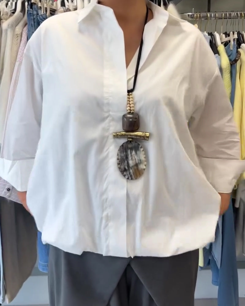 Solid Color Long-Sleeved Casual Shirt