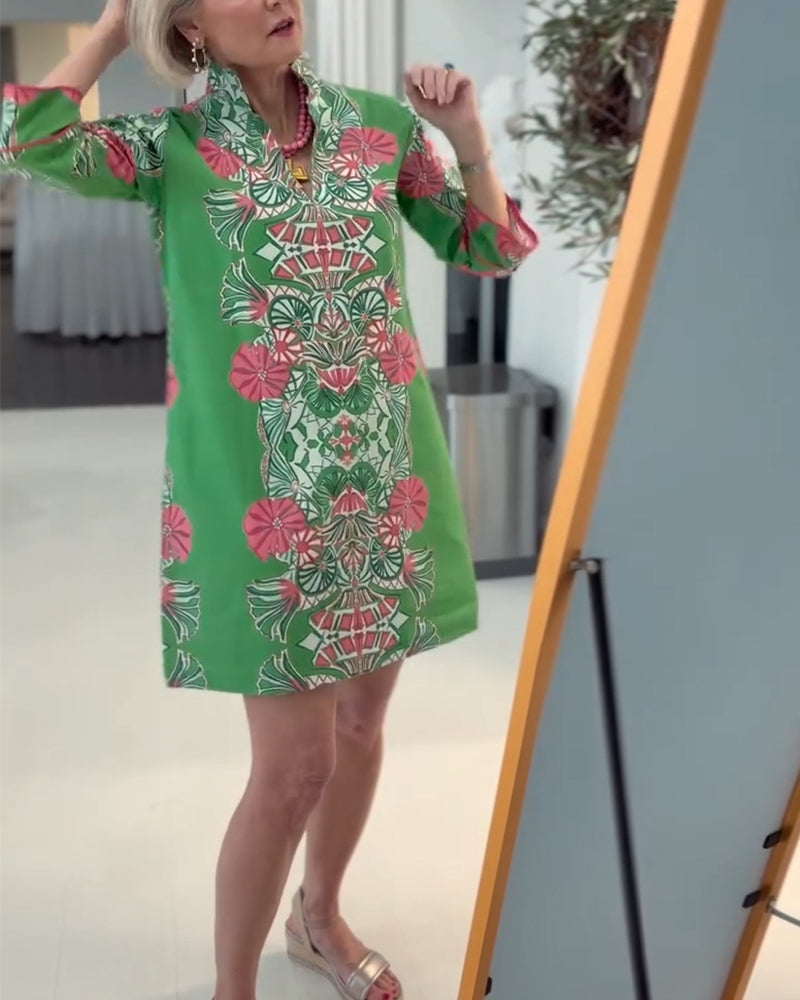 Stylish Loose-Fitting Printed Dress