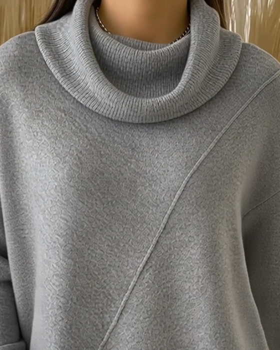 Asymmetrical Cowl Neck Pullover